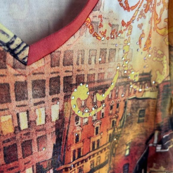 Alia Y2K Colorful Cityscape Short Sleeve Tee M - Picture 11 of 14